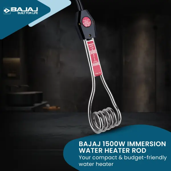 Bajaj 1500-Watt Immersion Heater Rod | Portable Heating Solution |【Silver】