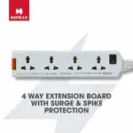 Havells 4 Way Extension Board |For Power Requirements up to 1440W