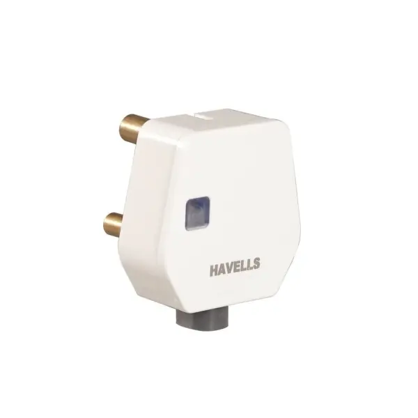 Havells - 16A 3Pin Flat Plugtop with Indicator, white (Model: AHLGWXW163-Pk1)