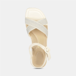 Bata-comfit off-white mid-heel sandals with buckle straps for women