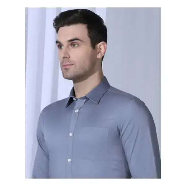 BLACKBERRYS-UnWrinkle Formal Blue Solid Shirt - George