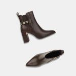 BATA-NINE WEST BROWN MID-CUT BOOTS FOR WOMEN