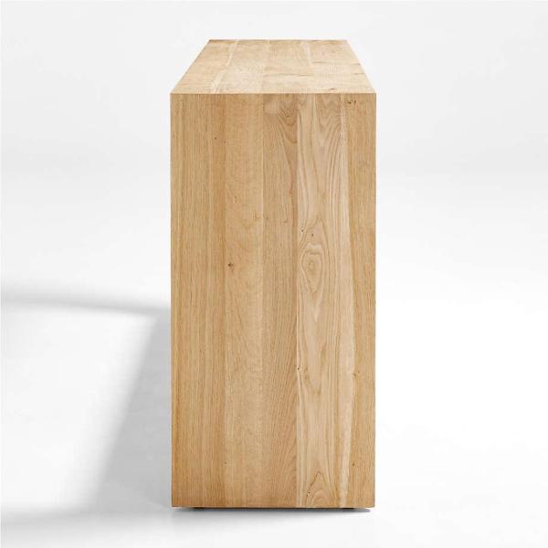Crate&Barrel-Baja 72" Rectangular Natural Oak Wood Console Table with Shelf