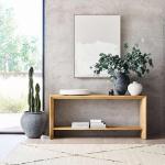 Crate&Barrel-Baja 72" Rectangular Natural Oak Wood Console Table with Shelf
