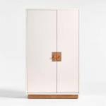 Crate&Barrel-Memoire Ivory High-Gloss Lacquer Kids Storage Armoire Cabinet by Jeremiah Brent