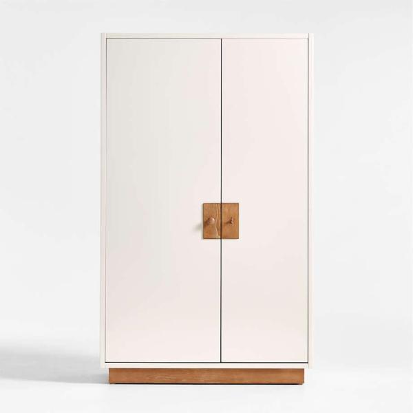 Crate&Barrel-Memoire Ivory High-Gloss Lacquer Kids Storage Armoire Cabinet by Jeremiah Brent