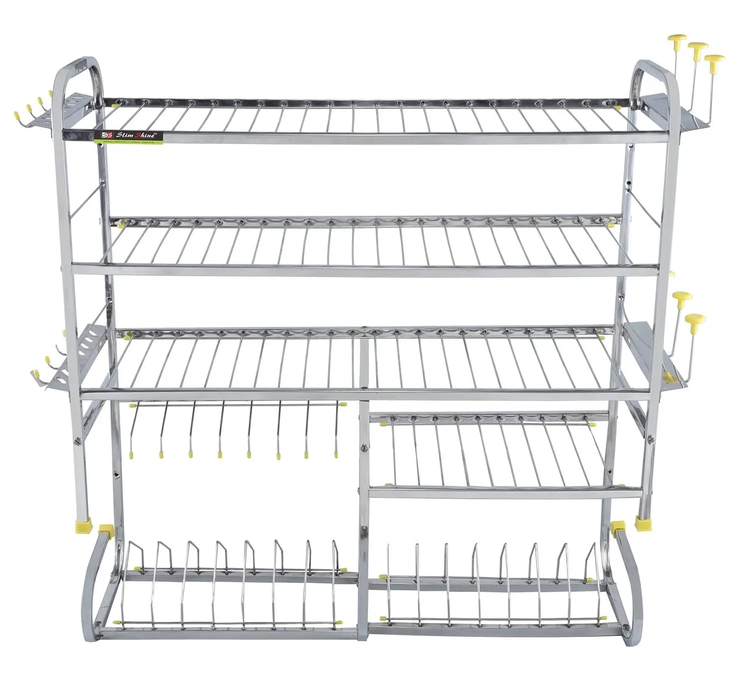OSE-Kitchen Dish Rack | Wall Mounted | 5 Shelves | Stainless Steel | Holds 18+ Plates | Space-Saving | Rustproof | Easy Assembly (30 X 32 INCH)