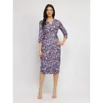 FableStreet-Floral Sheath Dress - Purple