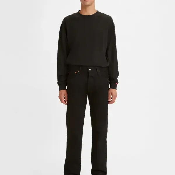 Levis-Men's 501 Black Straight Fit Mid Rise Jeans