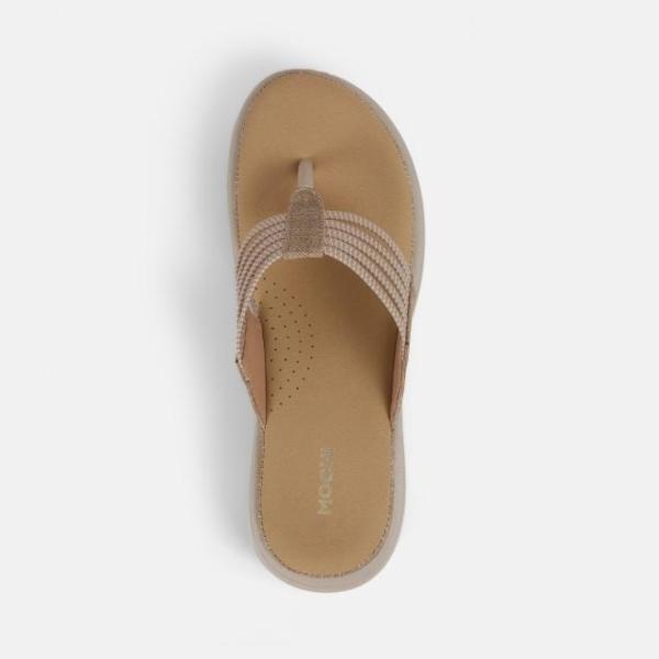 Mochi-Women Beige Casual Slippers