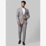 Raymond-Men Grey Checks Contemporary Fit Polyester Blend Suit