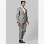 Raymond-Men Grey Checks Contemporary Fit Polyester Blend Suit