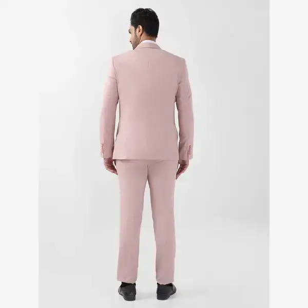 Raymond-Men Red Structured Regular Fit Polyester Blend Suit