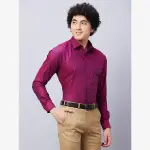Raymond-Men Red Structure Slim Fit Cotton Shirt