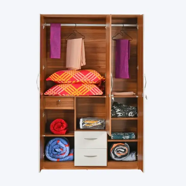 Nilkamal-Eternal 3 Door Wardrobe with Mirror (Teak Finish)