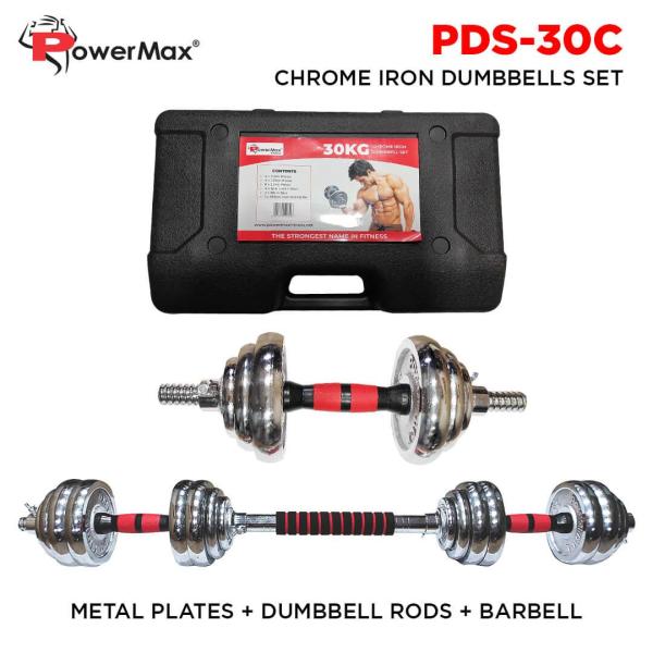 PowerMax-PDS-30C Chrome Iron Dumbbells Set