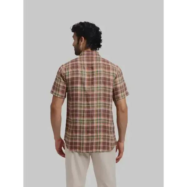 Raymond-ColorPlus Regular Fit Checkered Dark Brown Shirt