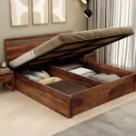 WoodenStrret-Bacon Sheesham Wood Hydraulic Bed With Storage