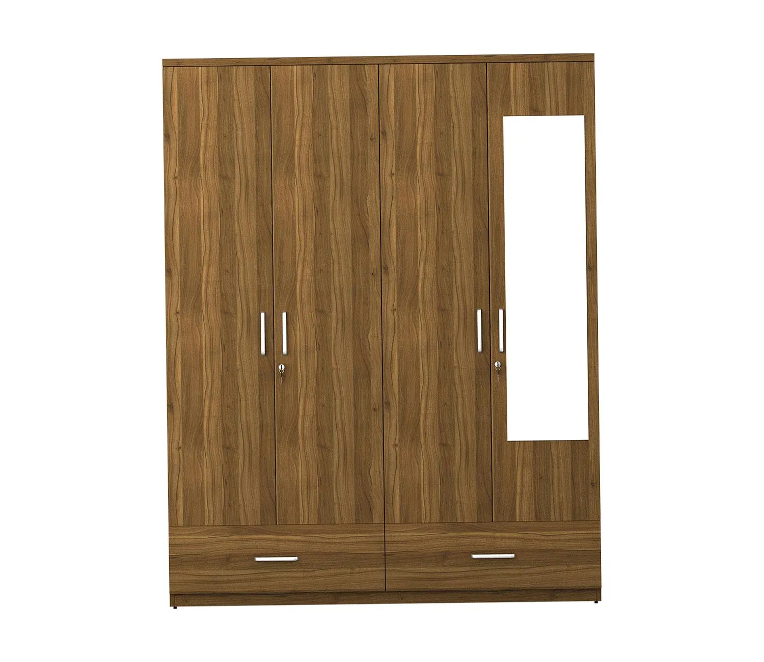 WoodenStreet-Kosmo Linden 4 Door Wardrobe with Mirror