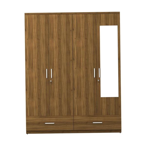 WoodenStreet-Kosmo Linden 4 Door Wardrobe with Mirror